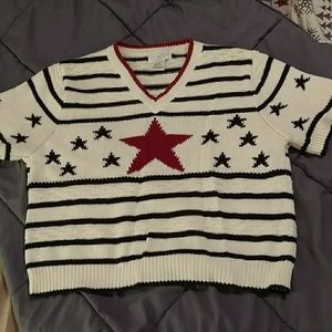 Ladies sz M Stars & Stripes knit top